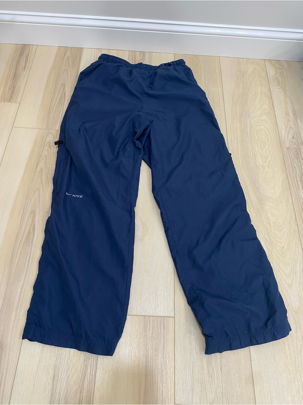 Vintage Nike Fleece Lined Track Pants Size Small Navy Y2K